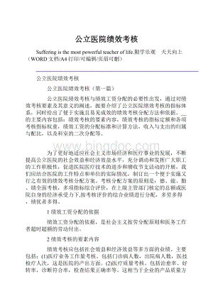 公立医院绩效考核Word文档格式.docx