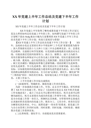 XX年党建上半年工作总结及党建下半年工作计划.docx