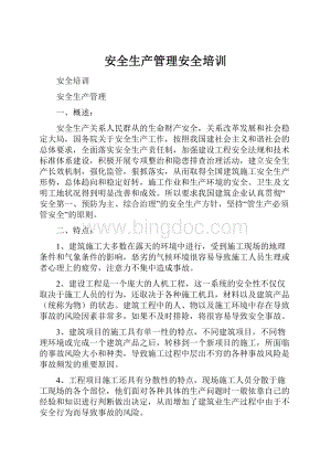 安全生产管理安全培训文档格式.docx