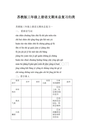 苏教版三年级上册语文期末总复习归类.docx