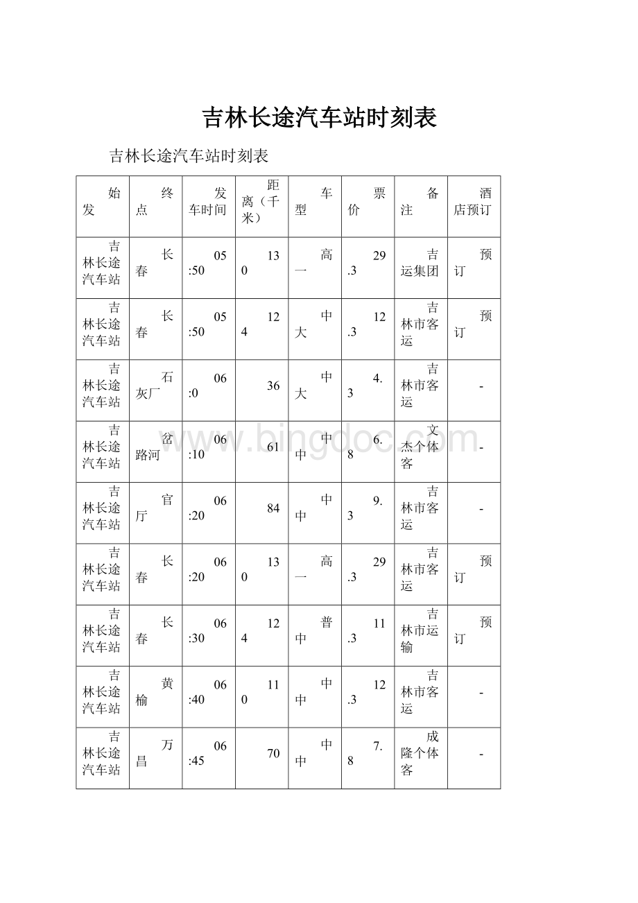 吉林长途汽车站时刻表.docx_第1页