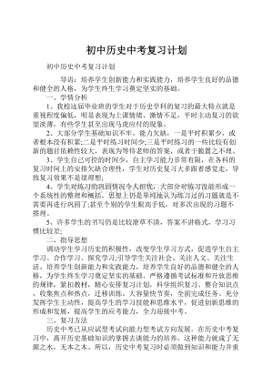 初中历史中考复习计划.docx