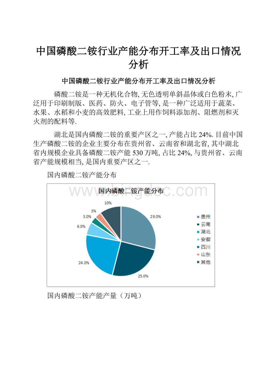 中国磷酸二铵行业产能分布开工率及出口情况分析Word文档格式.docx_第1页