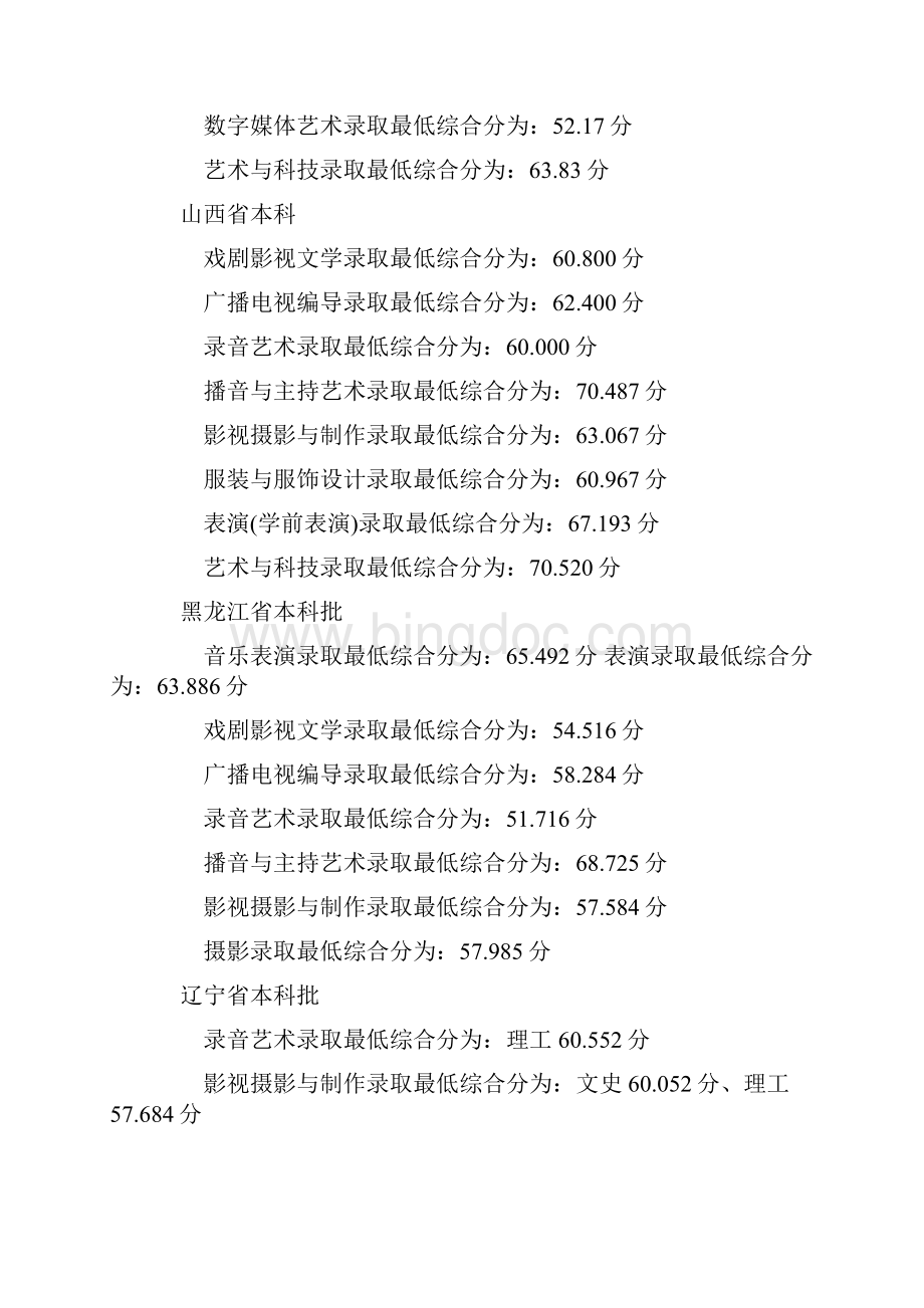 最新河北传媒学院年艺术类文化课分数线资料文档格式.docx_第3页
