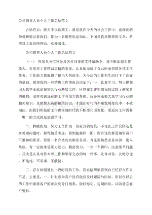 公司销售人员个人工作总结范文.docx