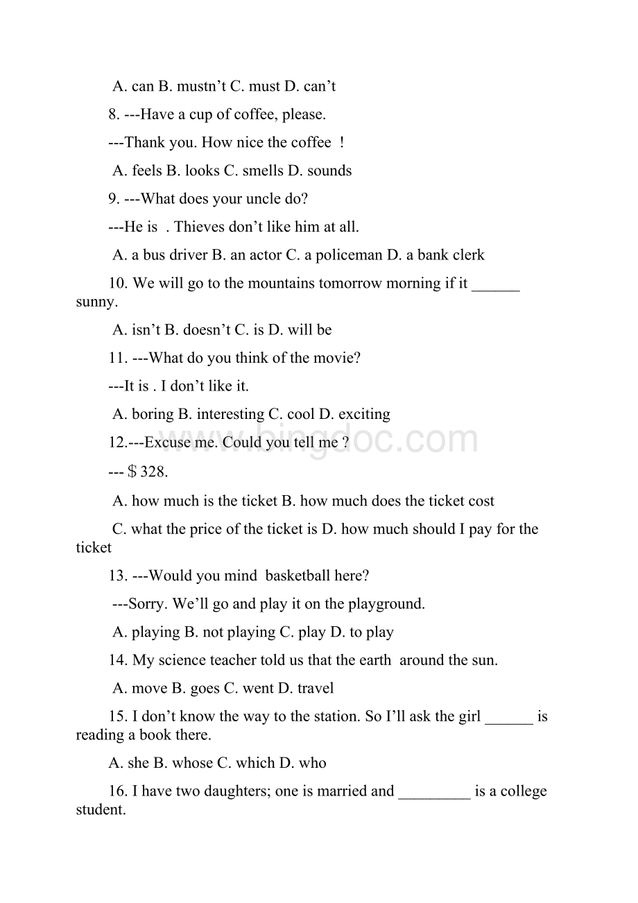 高一英语上学期入学考试试题.docx_第2页
