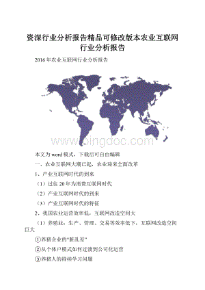 资深行业分析报告精品可修改版本农业互联网行业分析报告.docx