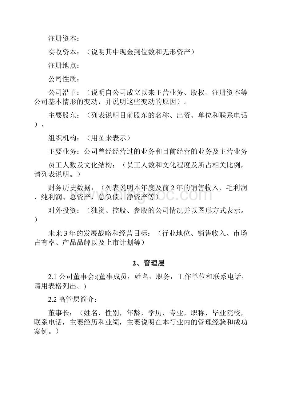 商业计划书模板专用版Word格式文档下载.docx_第3页