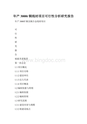 年产3000t铜线材项目可行性分析研究报告.docx