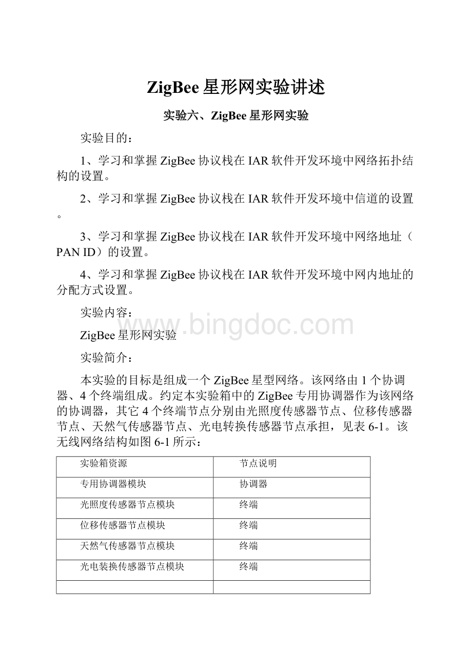 ZigBee星形网实验讲述.docx_第1页