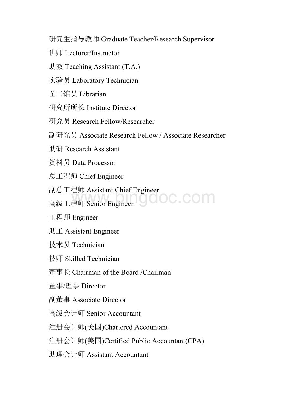 各种职称英文翻译.docx_第2页