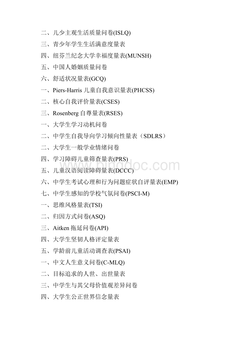 常用心理评估量表手册整理文档格式.docx_第3页