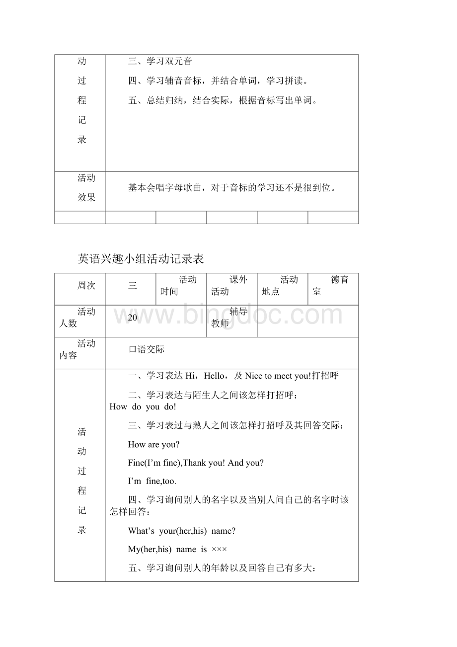 小学英语兴趣小组活动记录Word下载.docx_第2页