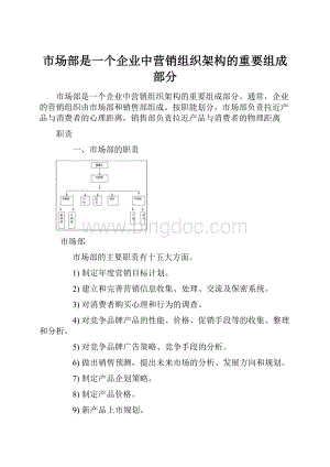 市场部是一个企业中营销组织架构的重要组成部分Word文档下载推荐.docx