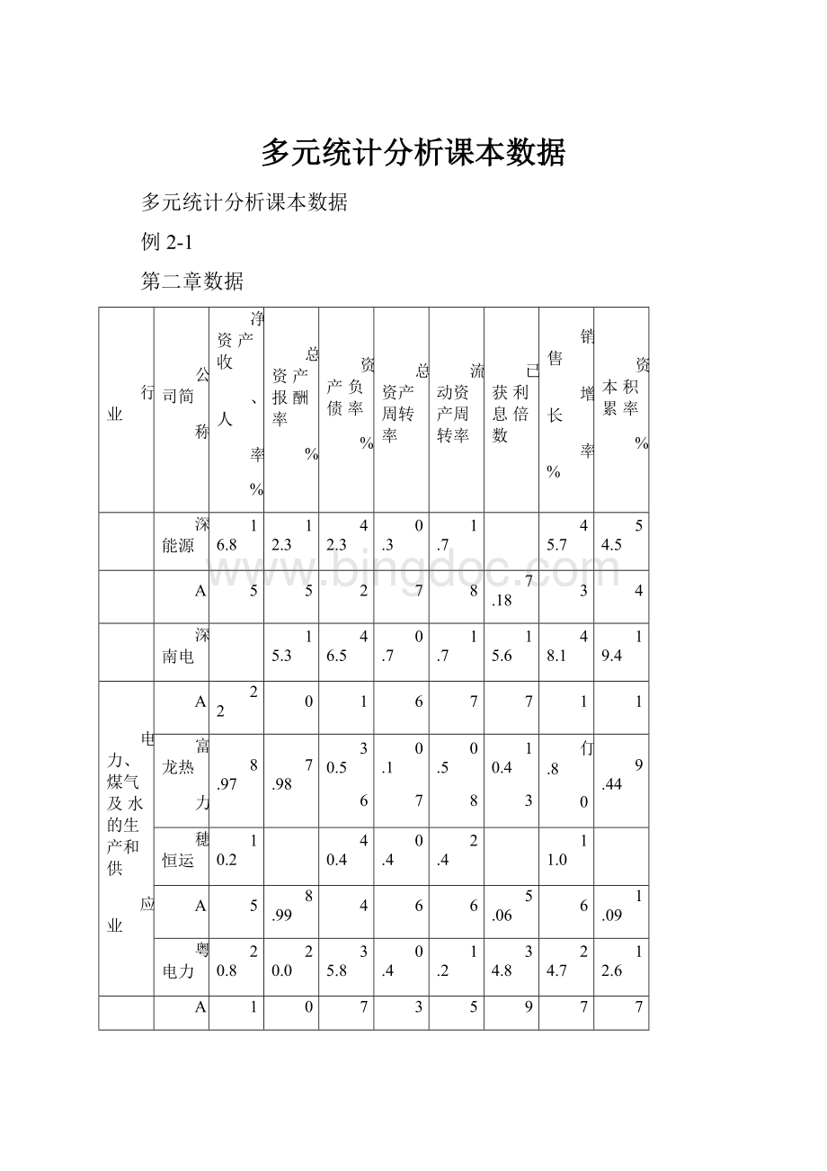 多元统计分析课本数据.docx