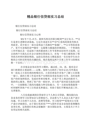 精品银行信贷部实习总结.docx