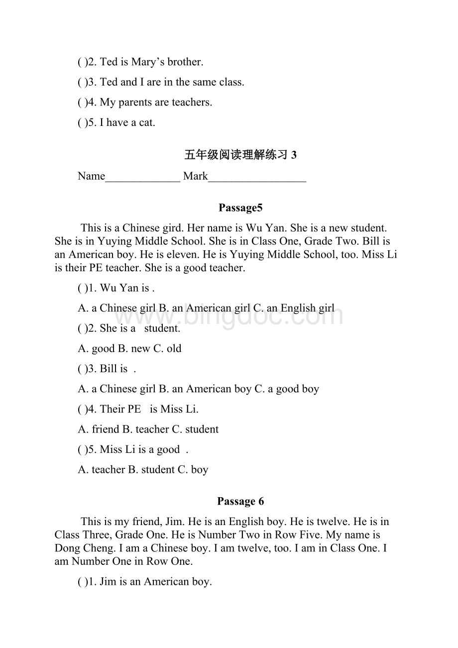 小学五年级英语阅读理解24篇.docx_第3页