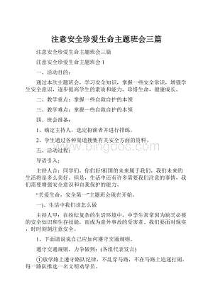 注意安全珍爱生命主题班会三篇.docx