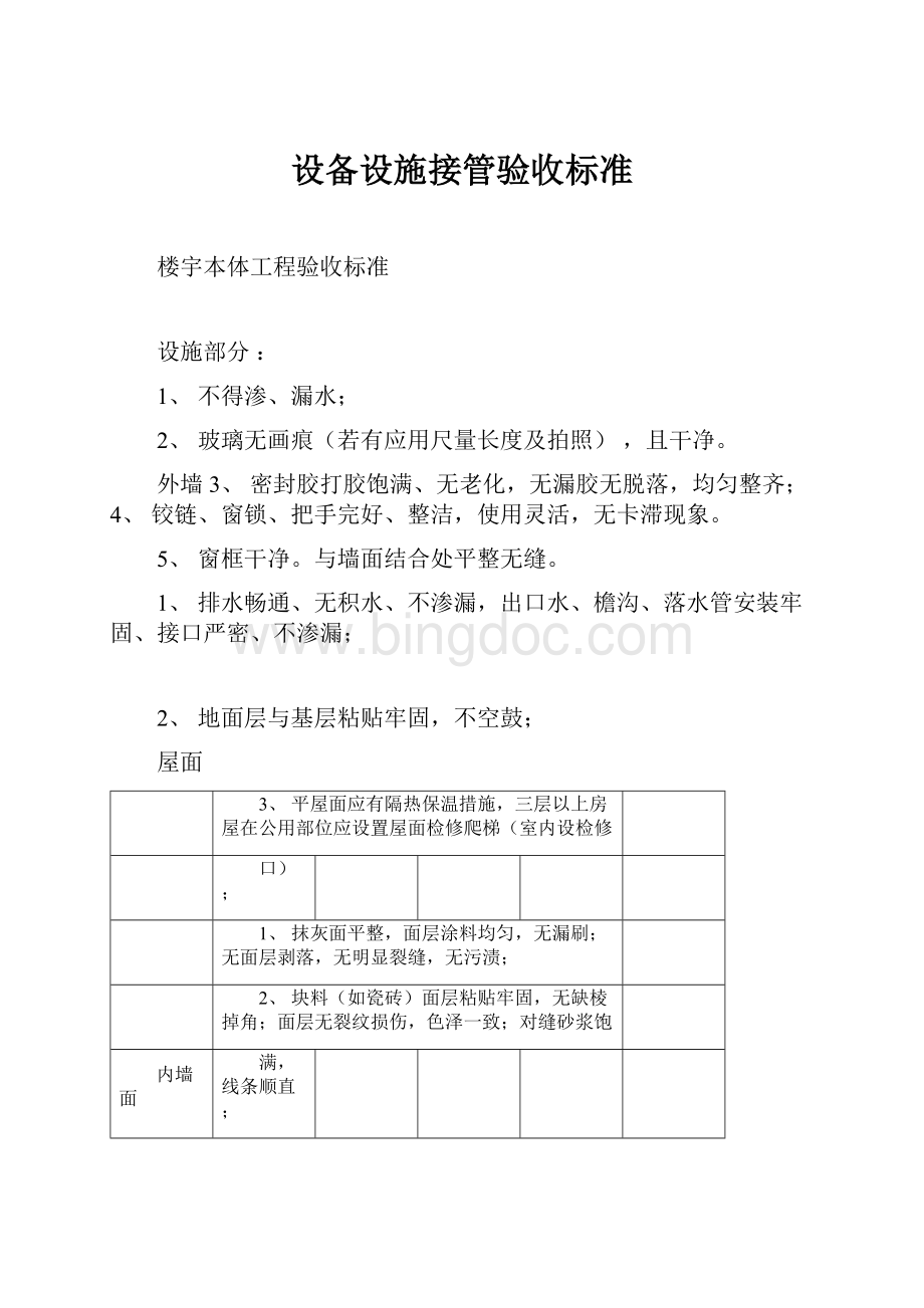 设备设施接管验收标准.docx_第1页