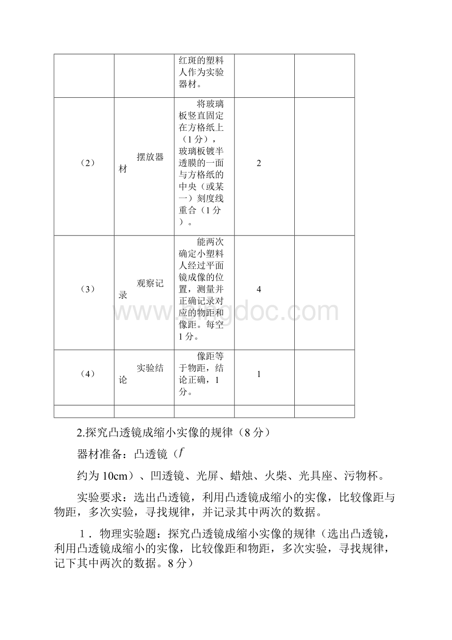 河南省中考物理实验练习题考试题评分标准.docx_第2页