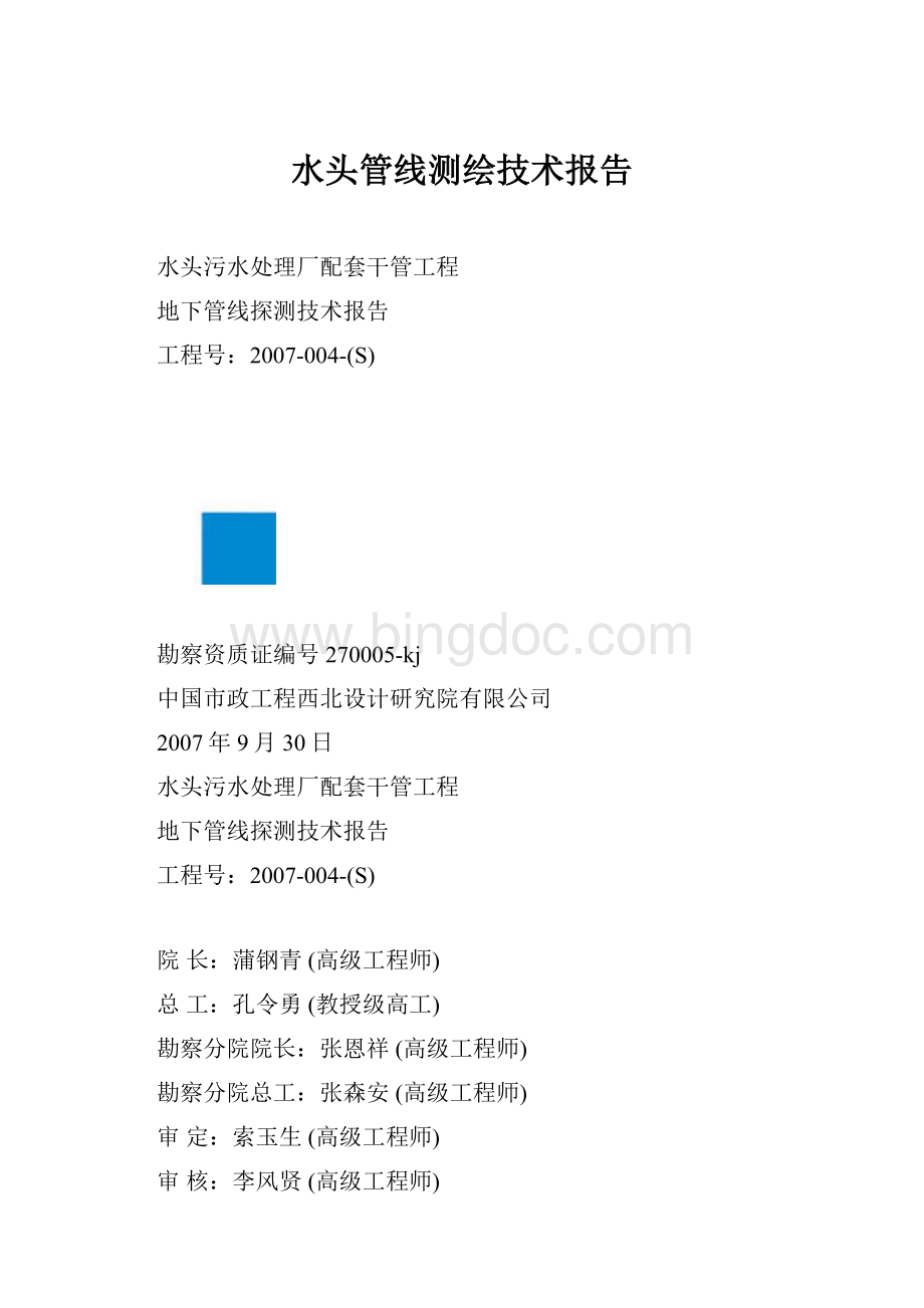 水头管线测绘技术报告Word格式文档下载.docx