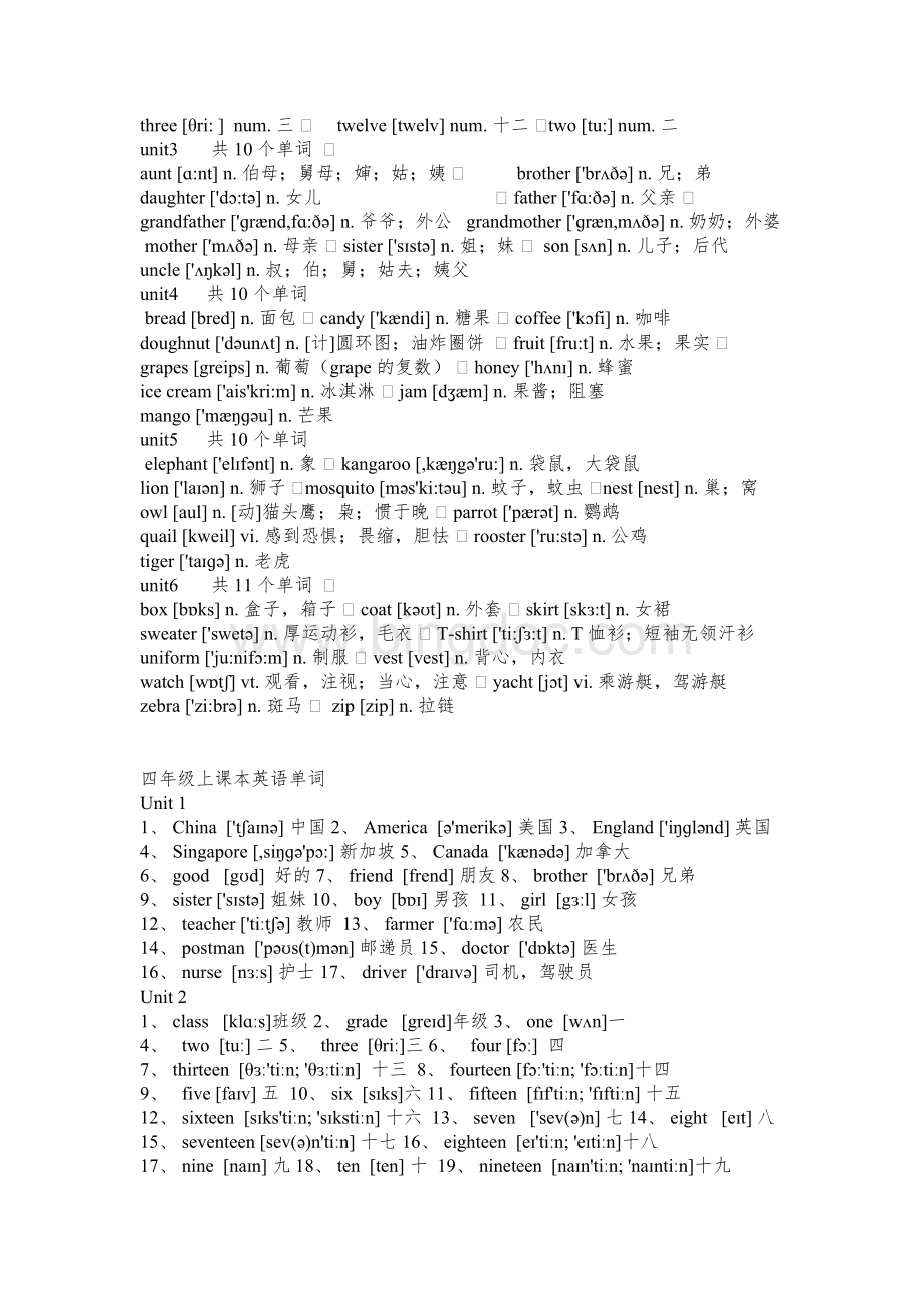 人教精通版小学英语3-6年级单词词汇表Word文件下载.docx_第2页