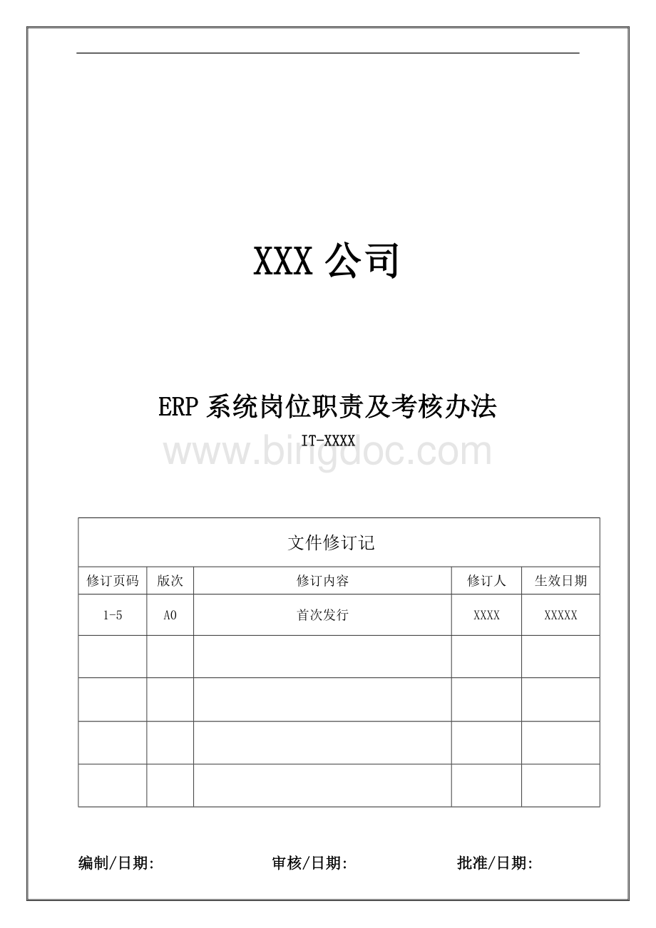 ERP岗位职责及考核办法Word格式文档下载.docx_第1页