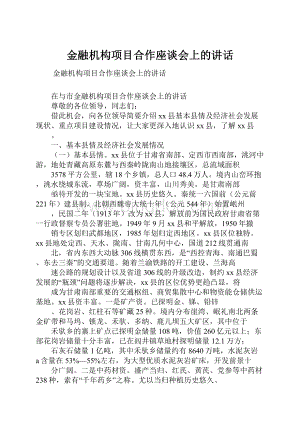 金融机构项目合作座谈会上的讲话Word下载.docx