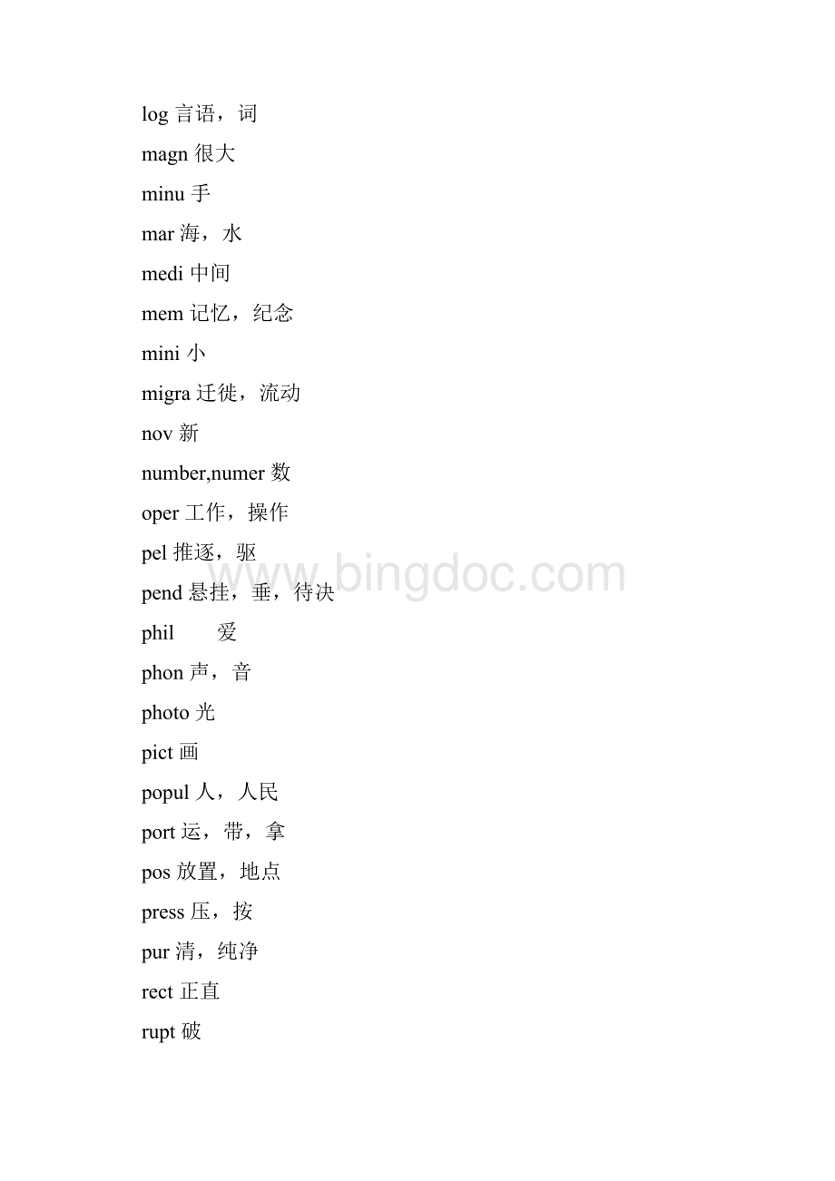 常用词根词缀90个最常用的词根Word格式.docx_第3页