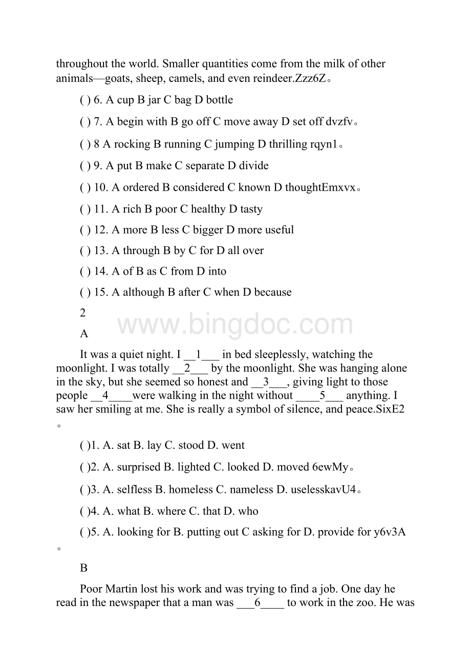 中考英语完形填空练习题附标准答案Word文件下载.docx_第2页