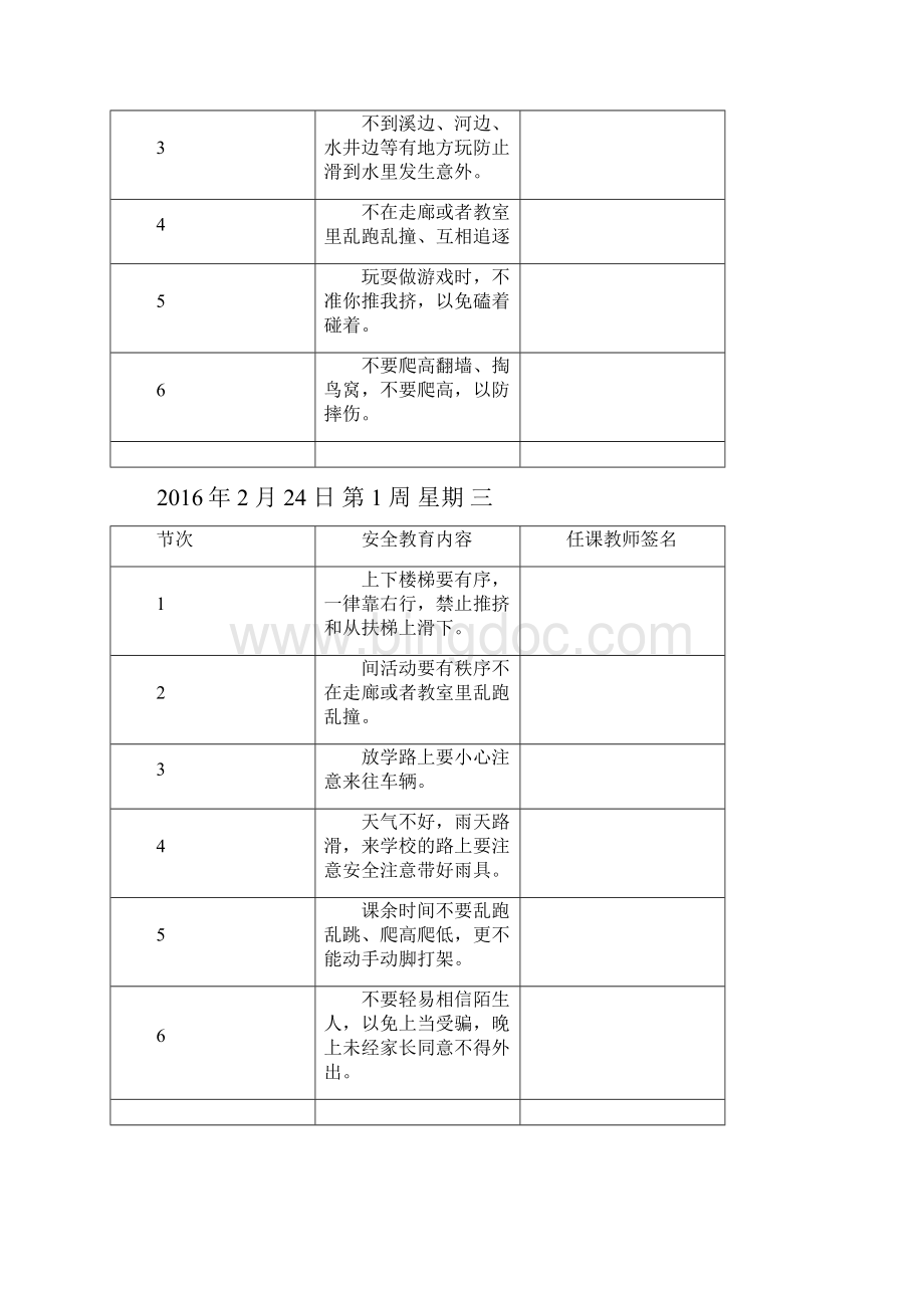 每节课一分钟安全教育Word下载.docx_第2页