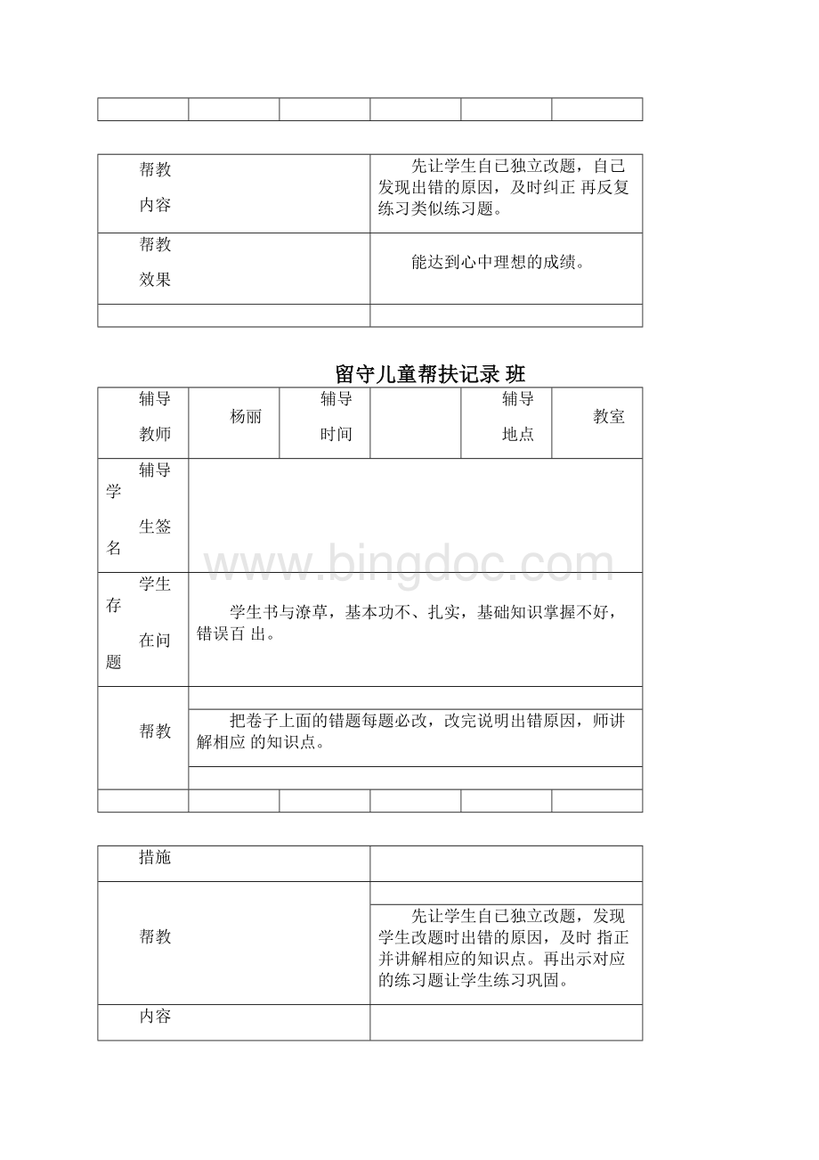 小学留守儿童帮扶记录表Word格式文档下载.docx_第3页