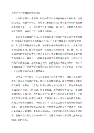 大学生个人假期社会实践报告Word格式.docx