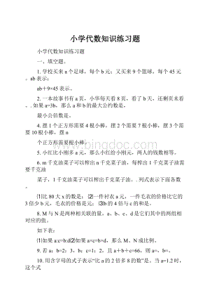 小学代数知识练习题.docx