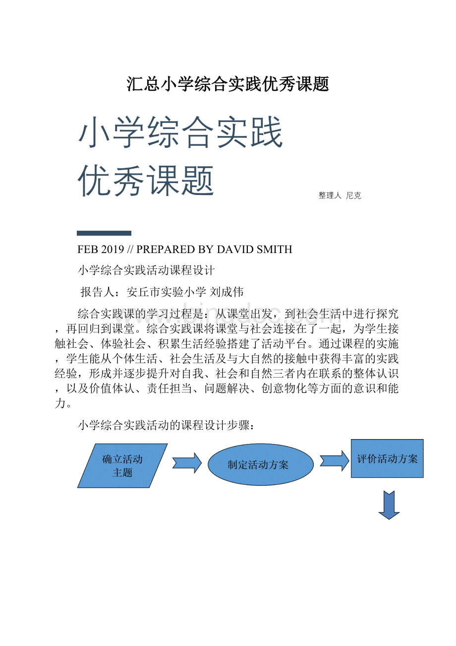 汇总小学综合实践优秀课题文档格式.docx_第1页