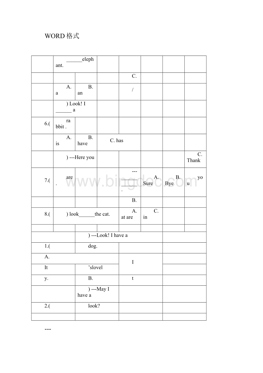 精通三年级英语上册第四单元练习题docx.docx_第2页