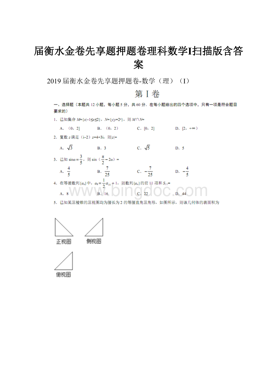 届衡水金卷先享题押题卷理科数学Ⅰ扫描版含答案.docx