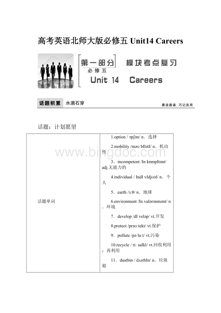 高考英语北师大版必修五Unit14 Careers.docx_第1页