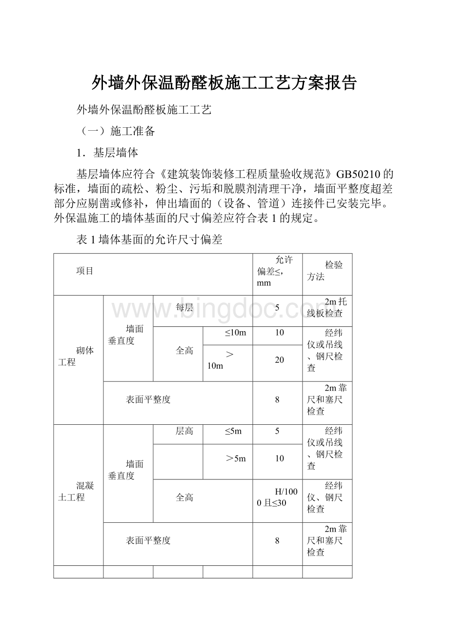 外墙外保温酚醛板施工工艺方案报告Word格式文档下载.docx_第1页