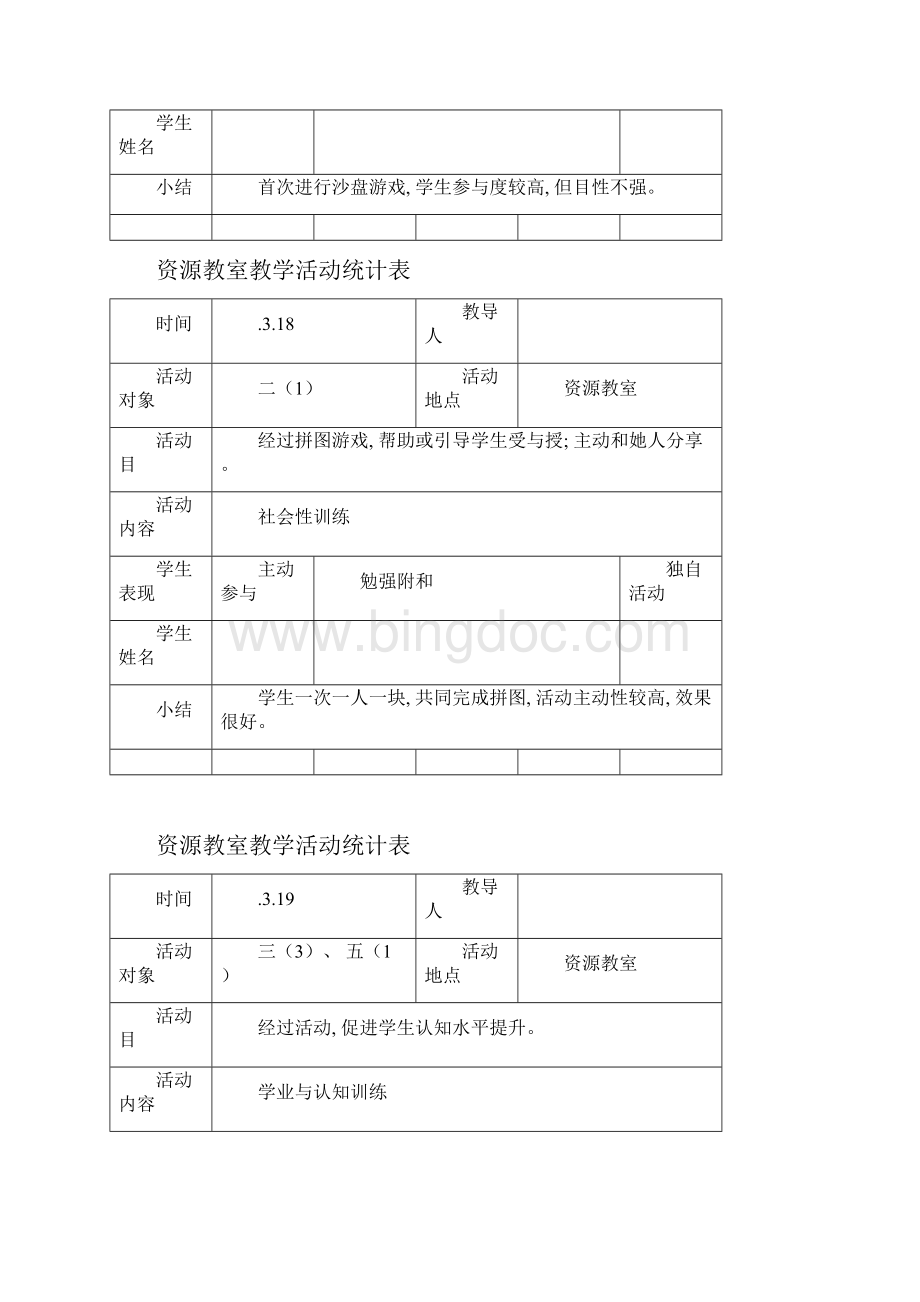 第二学期资源教室教学活动记录表模板Word文件下载.docx_第3页