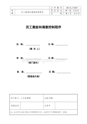 TS员工激励和满意控制程序.doc