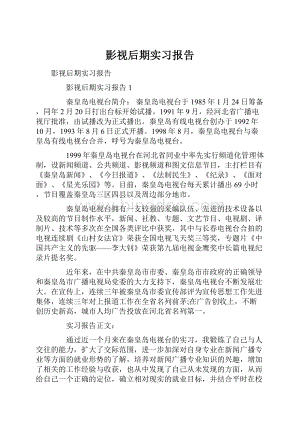 影视后期实习报告文档格式.docx