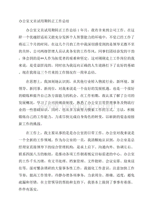 办公室文员试用期转正工作总结.docx