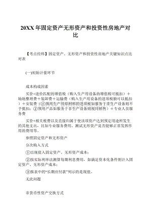 20XX年固定资产无形资产和投资性房地产对比.docx