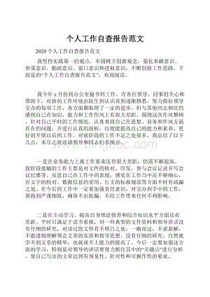 个人工作自查报告范文文档格式.docx