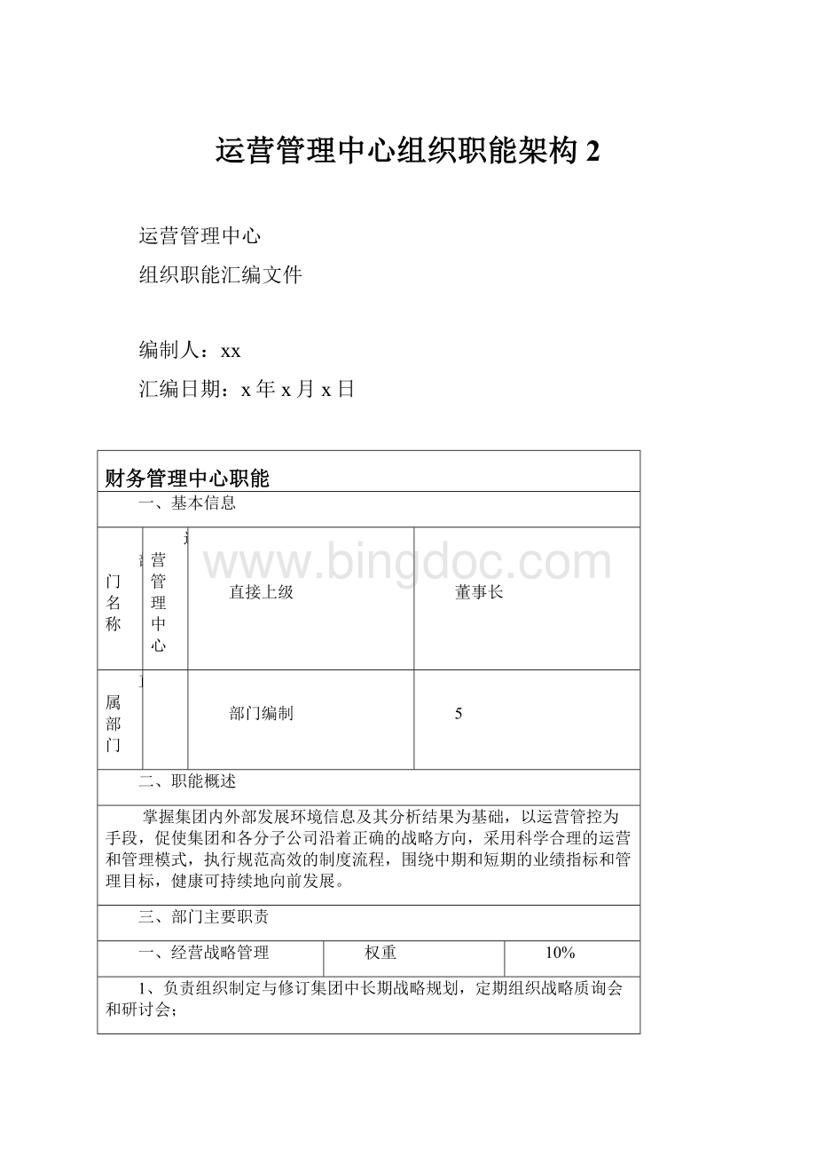 运营管理中心组织职能架构 2Word文档格式.docx_第1页