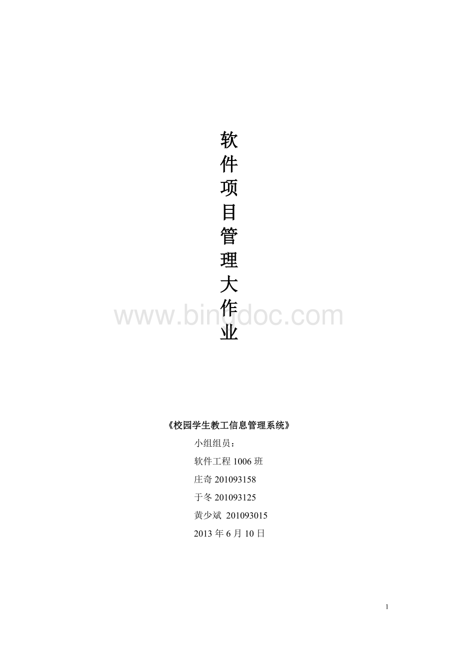 软件项目管理大作业Word文件下载.doc