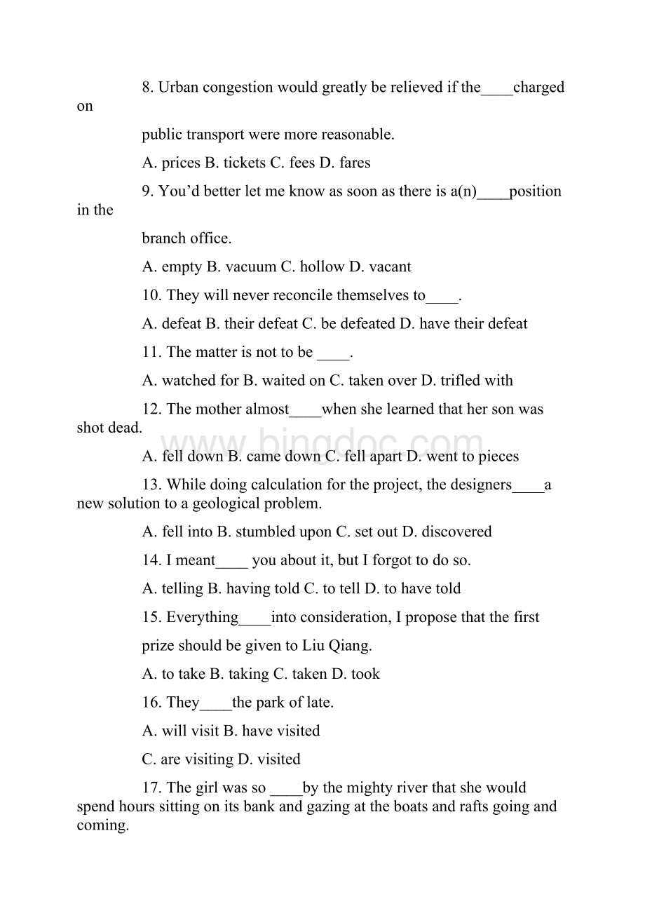 大学英语六级词汇语法练习题及答案.docx_第2页