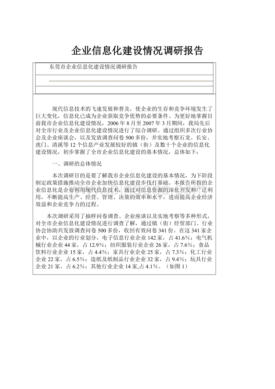 企业信息化建设情况调研报告.docx_第1页