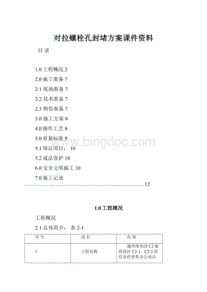 对拉螺栓孔封堵方案课件资料Word文档格式.docx